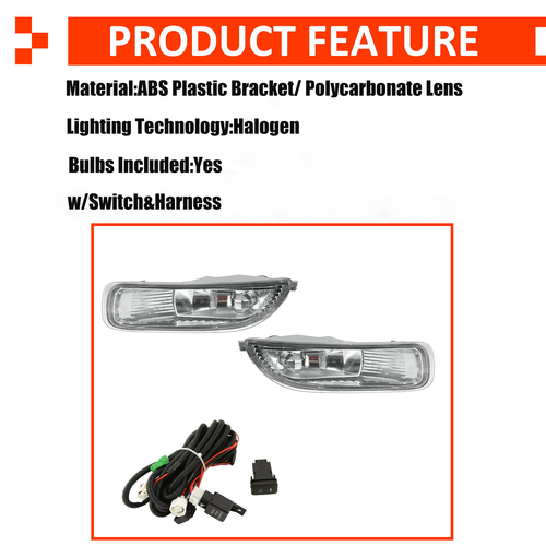 DURAFORCE For 2003 2004 Toyota Corolla Halogen Driving Fog Lights Lamps w/Switch Wiring
