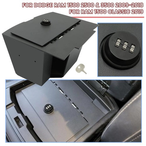 DURAFORCE Center Console Safe Gun Vault Storage Box for Dodge Ram 1500 2500 3500 2009-2018
