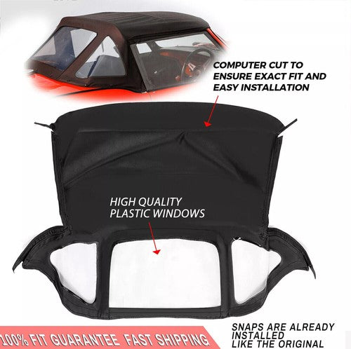 DURAFORCE Convertible Soft Top Replacement with Plastic Windows for Triumph Spitfire 1971-1981