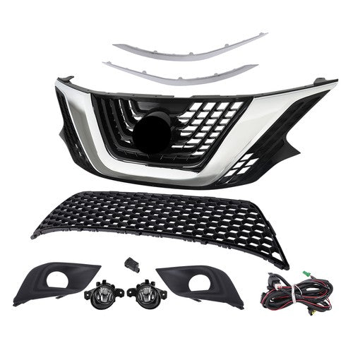 DURAFORCE Front Bumper Grille Set W/Trim Molding & Foglights For Nissan Murano 2015-2018