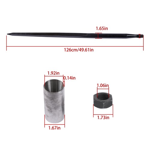 DURAFORCE 1PCS For Tractor 49" Square Hay Spike Bale Spear Wide Tine Spike Skid Conus
