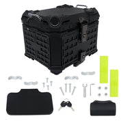 DURAFORCE With Black Armor Clock Model Aluminum Motorcycle Top Case Hard 45L Black Trunk