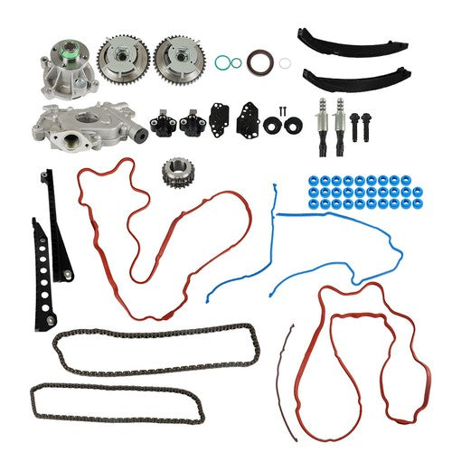 DURAFORCE Fit For 04-08 Ford 5.4L Timing Chain Kit&VVT Gears Solenoid Valve&Water Oil Pump