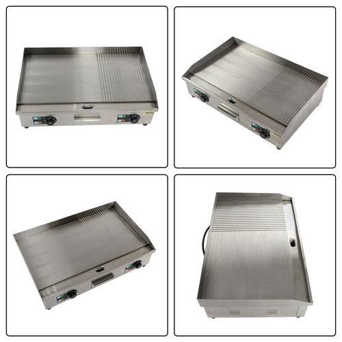 DURAFORCE 30 Inch Commercial Electric Griddle 3000W Countertop Teppanyaki Grill 122℉-572℉