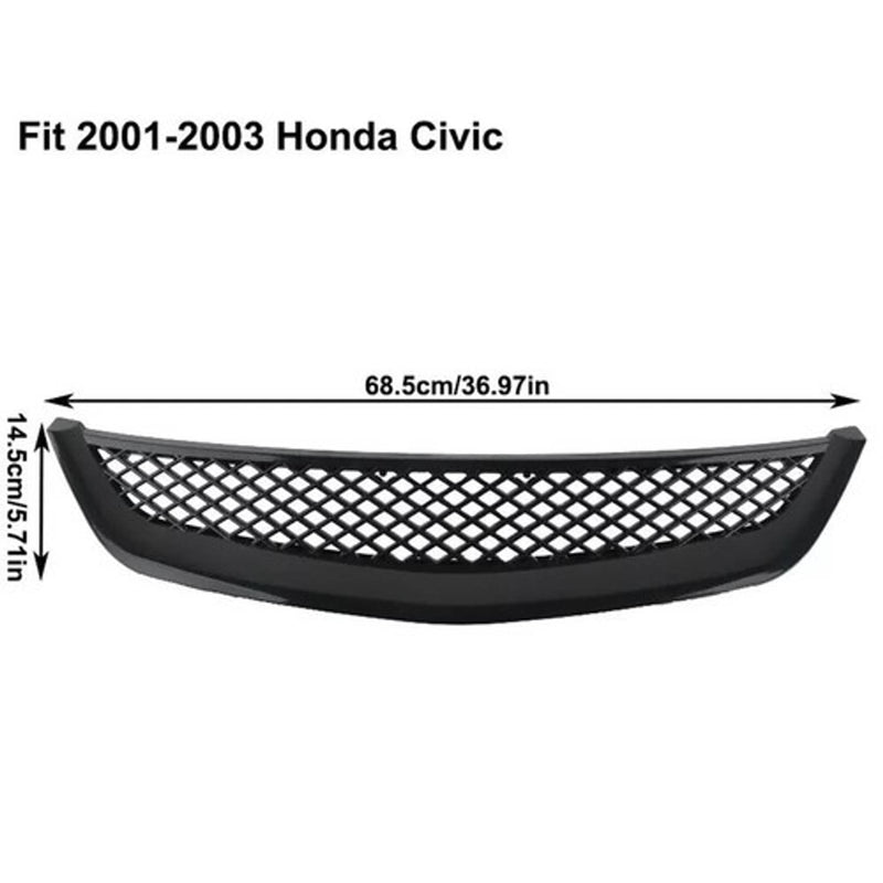 DURAFORCE Front Bumper Upper Grill Mesh Hood Grille For 2001-2003 Honda Civic JDM Type R