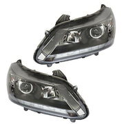 DURAFORCE For Honda Accord 2013-2015 LH+RH Headlights Headlamps Clear Lens Halogen Black