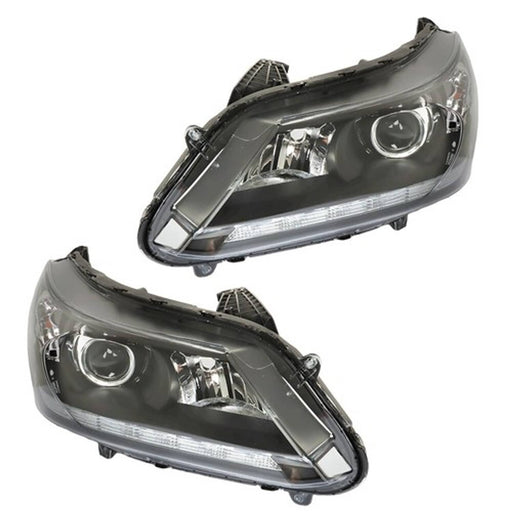 DURAFORCE For Honda Accord 2013-2015 LH+RH Headlights Headlamps Clear Lens Halogen Black
