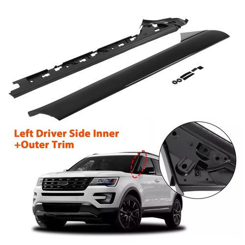 DURAFORCE Left Side Windshield A Pillar Molding Inner Outer Trim for Ford Explorer 11 19