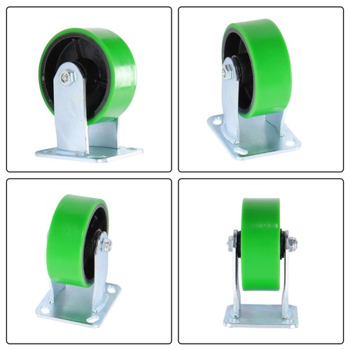 DURAFORCE Polyurethane 1000Lbs 5"×2" Caster Wheels Green Straight Wheels Heavy Duty
