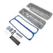 DURAFORCE Finned Aluminum Tall Valve Covers w/ Center Bolt for Chevy SBC 5.0L-5.7L 350 450
