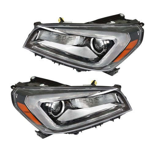 DURAFORCE Headlights Halogen W/LED Tube Headlamps For GMC Acadia 2013-2016 2PCS Clear Lens
