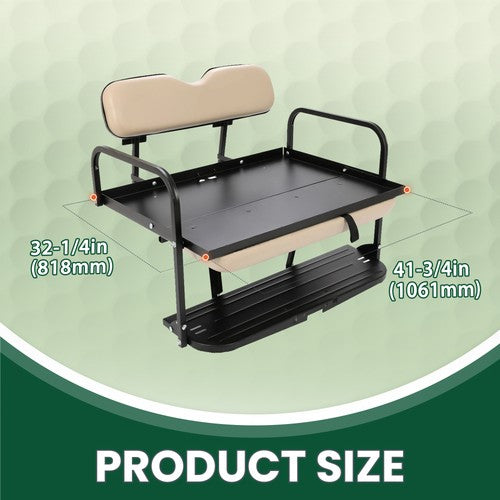 DURAFORCE Rear Flip Back Seat Kit For Pre-1994 EZGO Marathon Golf Cart Fold Down - Tan