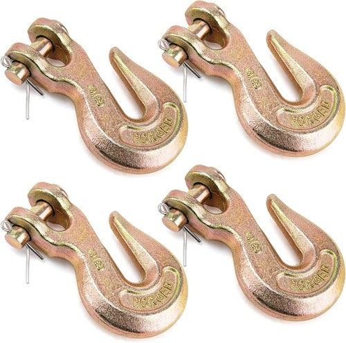 DURAFORCE (4) G70 3/8" Clevis Grab Hooks Chain Hook Tie Down Truck Trailer Towing Flatbed