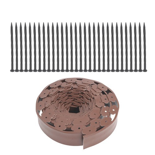 DURAFORCE Garden Edging Kit With Anchoring Spikes Plastic No Dig Lawn Border L-shaped Lawn