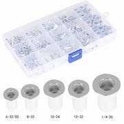 DURAFORCE 150 Pack Aluminum Rivet Nut Kit Rivnut Nutsert Standard Inch SAE Imperial