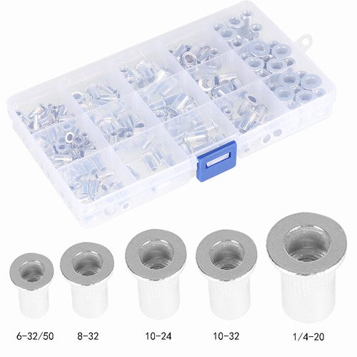 DURAFORCE 150 Pack Aluminum Rivet Nut Kit Rivnut Nutsert Standard Inch SAE Imperial