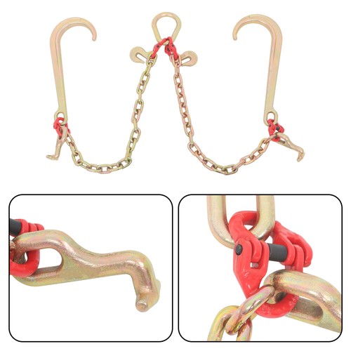 DURAFORCE 5/16in*2ft G80 Chain Double Limb Hook Chain Fracture Strength 9260lbs T J Hook