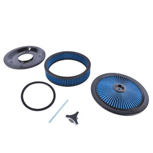 DURAFORCE 14" x 3" Round Blue Super Flow Air Cleaner Kit Washable Element Black Recessed