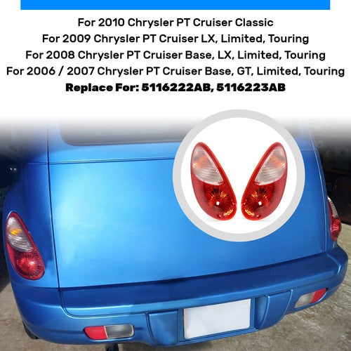 Tail Lights Left Side Right Side with Bulbs for 2006 2010 Chrysler PT Cruiser
