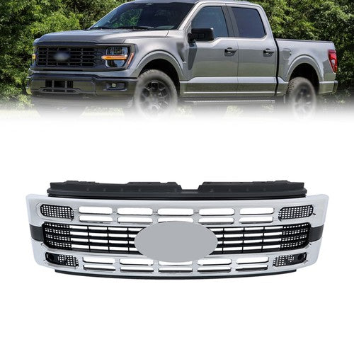 DURAFORCE New Plastic Front Upper Bumper Grille Chrome Trim For Ford F250 XL/XLT 2023-2024