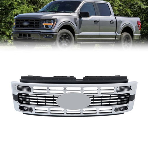 DURAFORCE New Plastic Front Upper Bumper Grille Chrome Trim For Ford F250 XL/XLT 2023-2024