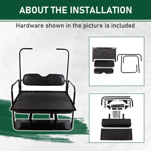 DURAFORCE For 1995-up EZGO TXT Rear Back Seat Kit with Fold Down Pad Black Cushions