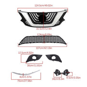 DURAFORCE 8pcs For Nissan Murano 2015-2018 Front Grill Bumper Trim Molding+Foglights Set