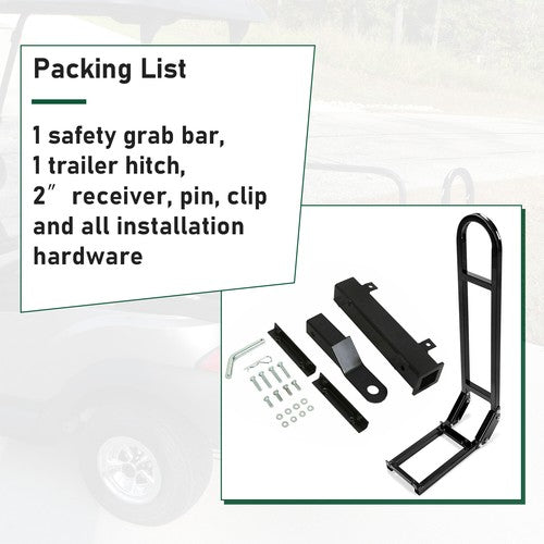 DURAFORCE Golf Cart Rear Seat Safety Grab Bar With Trailer Hitch for EZGO Club Car Yamaha
