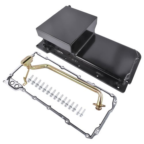 DURAFORCE Rear Engine Oil Pan w/ Gasket For GM LS LS1 LS2 LS3 LS6 7 Quarts Black Aluminum