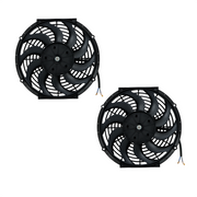 DURAFORCE 2× 12" Electric Radiator Cooling Slim Fans Push Pull Mount Black For Universal