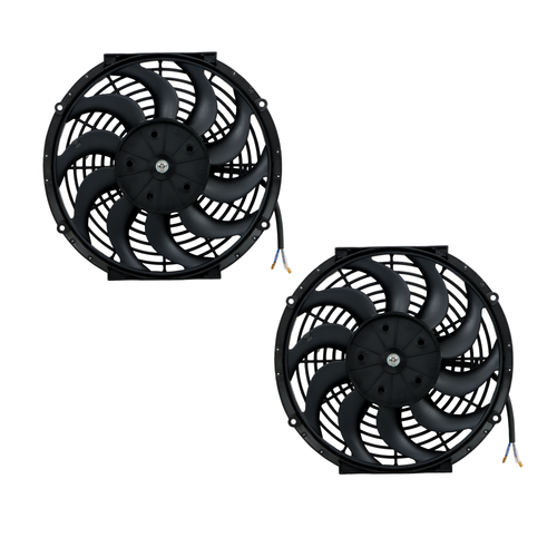 DURAFORCE 2× 12" Electric Radiator Cooling Slim Fans Push Pull Mount Black For Universal