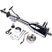 DURAFORCE 30" Chrome Tilt Auto Steering Column w/ 9 Hole Wheel Adapter Key Stainless Steel