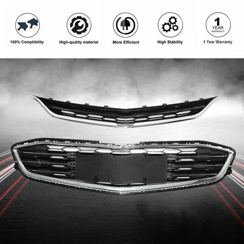 DURAFORCE New Honeycomb Grill Front Bumper Upper&Lower Grille For Chevy Malibu 2016-2018