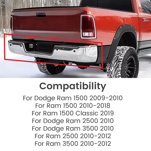 Chrome Rear Bumper Assembly for Ram 2500 3500 2013 2018 With Sensor Holes