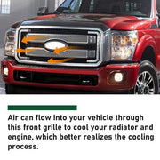 DURAFORCE Front Mesh Chrome Grille Grill Covers For 2011-2016 Ford F250 F350 Super Duty