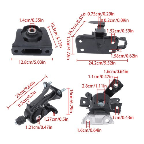 DURAFORCE Engine Motor & Transmission Mount kit 4pc For Toyota RAV4 L4 2.4L 2006-2008 2WD