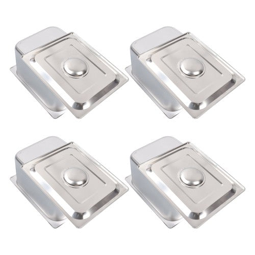 DURAFORCE Restaurant Steam Table Pans 4 Pack 1/2 Size 6 Inch Deep Thickened with Lid