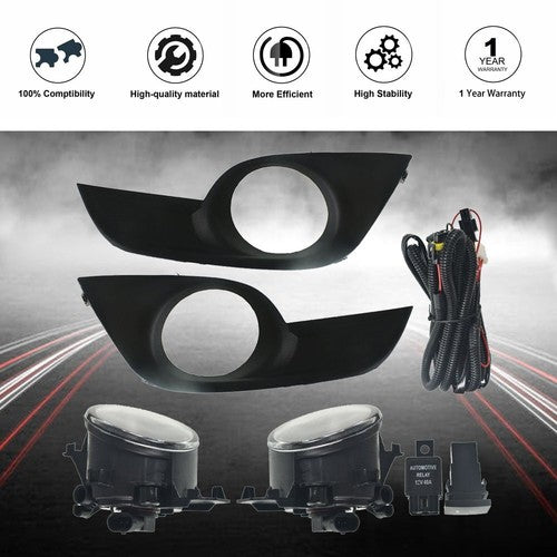 DURAFORCE For Nissan Altima 2013-2015 Sedan Clear Fog Lights Full Kit Switch+Harness