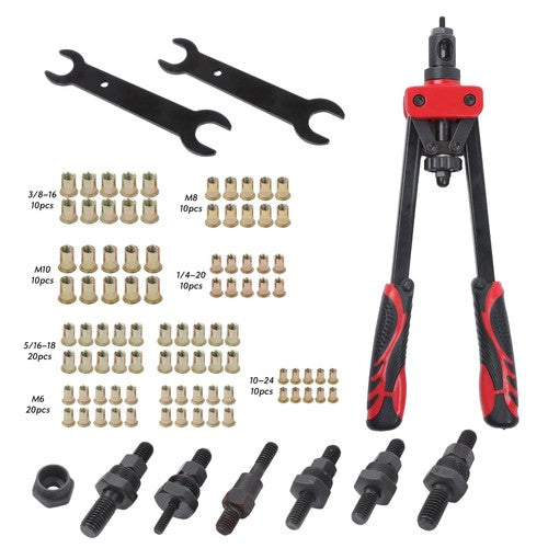 DURAFORCE Rivet Nut Tool Kit,14" Rivnut Tool Kit with 100PCS Rivet Nuts,7 Metric Mandrels