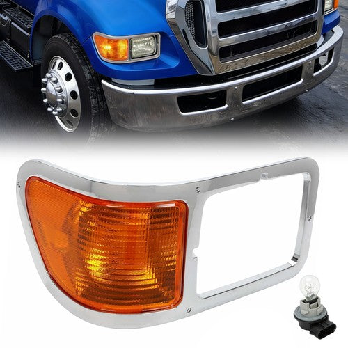 DURAFORCE Passenger Side Headlight Bezel Signal Corner With Bulb For 2000-2015 Ford F650 F750