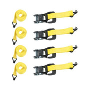 DURAFORCE 4 Pc 1.5" inch x 16' Ft Ratchet Tie Down Cargo Straps 1100 Lbs J Hooks
