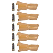 DURAFORCE 5 Pk Bucket Teeth with Flex Pins Yellow V23SYL V23PN for Backhoe Loader Crane