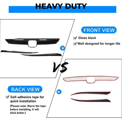 Glossy Black Front Grille Lip Cover Moulding Trim for Honda Accord 2018-2020