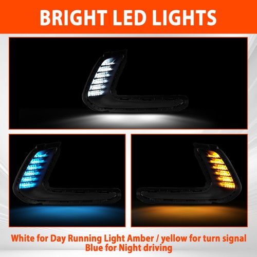 DURAFORCE For 2016-2018 Hyundai Elantra LED DRL Turn Signal Night Driving Fog Lights Pair