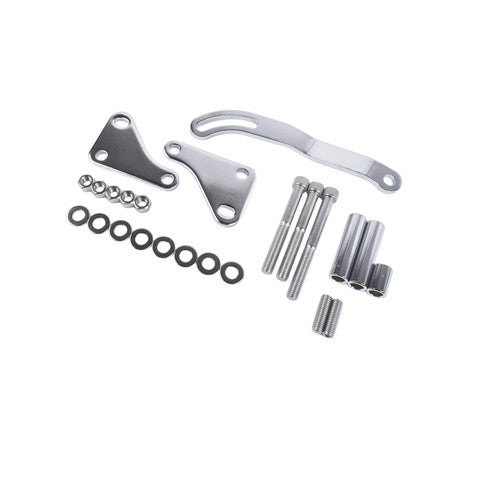 DURAFORCE For Chevy SBC 265 283 Chrome Steel Power Steering Pump With Bracket Kit & Pulley