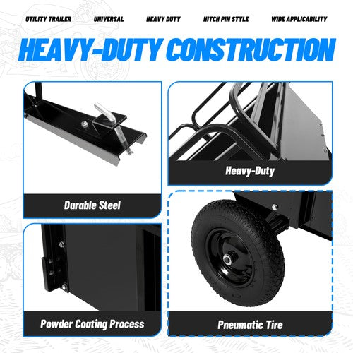Heavy Duty Dump Cart for UTV ATV Garden Utility Trailer Yard Lawn Mower 750lb