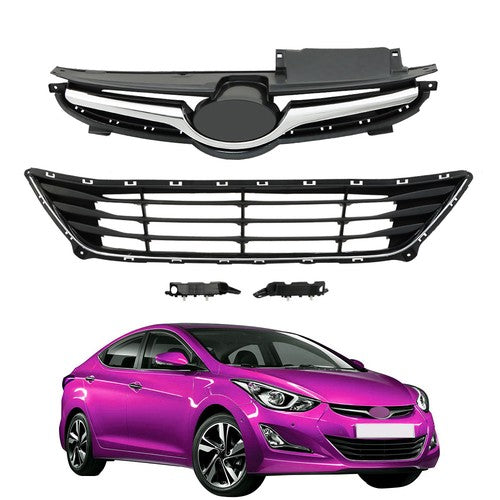DURAFORCE For Hyundai Elantra 2014-2016 Front Upper Lower Grilles And Bumper Brackets Set