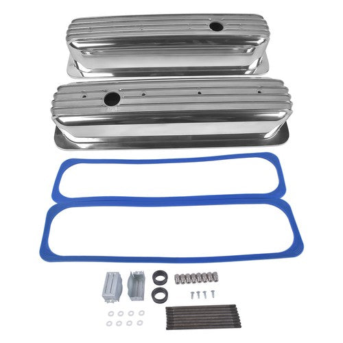 DURAFORCE Finned Aluminum Tall Valve Covers w/ Center Bolt for Chevy SBC 5.0L-5.7L 350 450