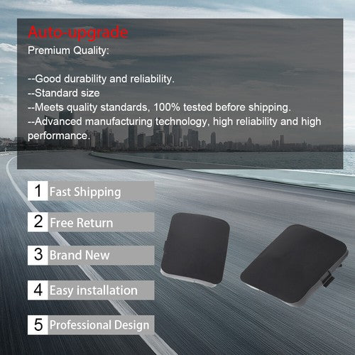 DURAFORCE Black Bumper Tow Hook Bracket Cover Cap Front LH/RH For Toyota RAV4 06 07 New