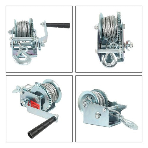 DURAFORCE 600 lbs Steel Cable Hand Winch Crank Gear Winch Atv Boat Trailer Heavy Duty